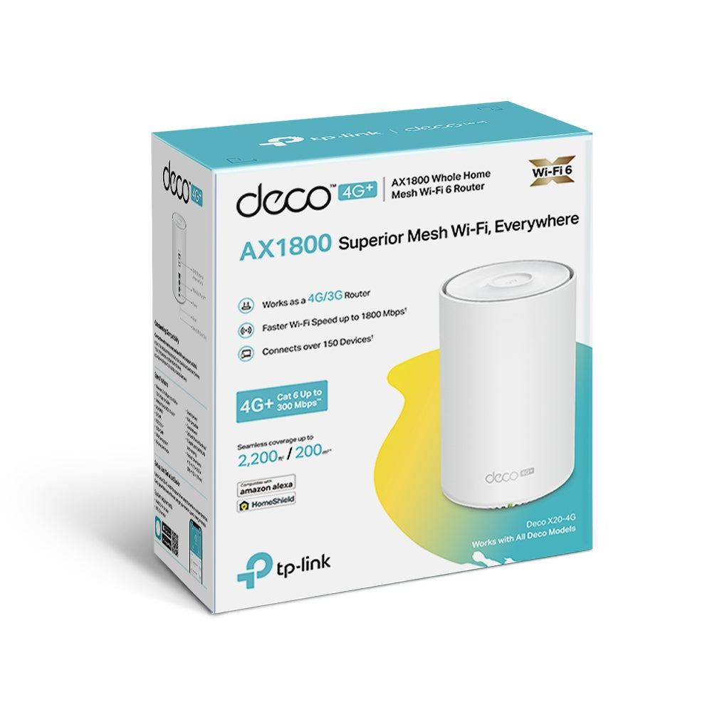 TP-Link Deco X20-4G 4G+ AX1800 Whole Home Mesh Wi-Fi 6 Router | 3G/4G Failover | 3x Gigabit WAN/LAN