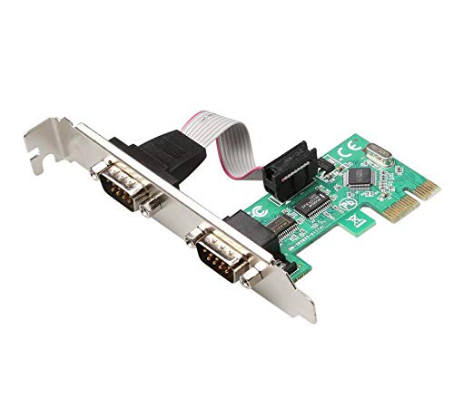 BOXNUBE PCI Express Serial Card - 2 x RS232 (DB9) Serial Port PCIe Card - Serial Expansion Card, Green (PCIE-Serial x2)