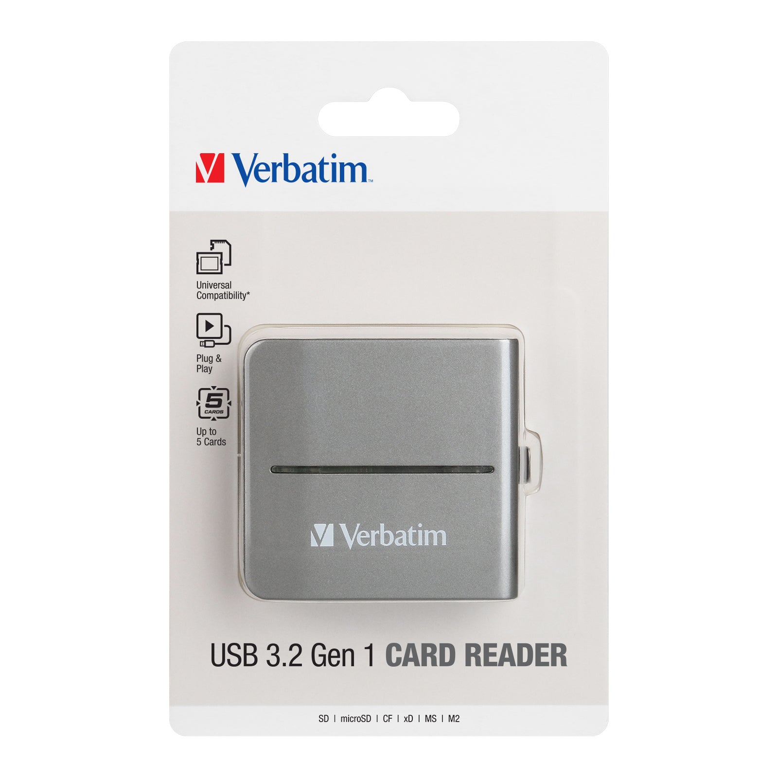 Verbatim USB 3.2 Gen 1 Card Reader 65678, Multi Card Reader 6 in 1 Ports for Laptop, PC, MacBook.