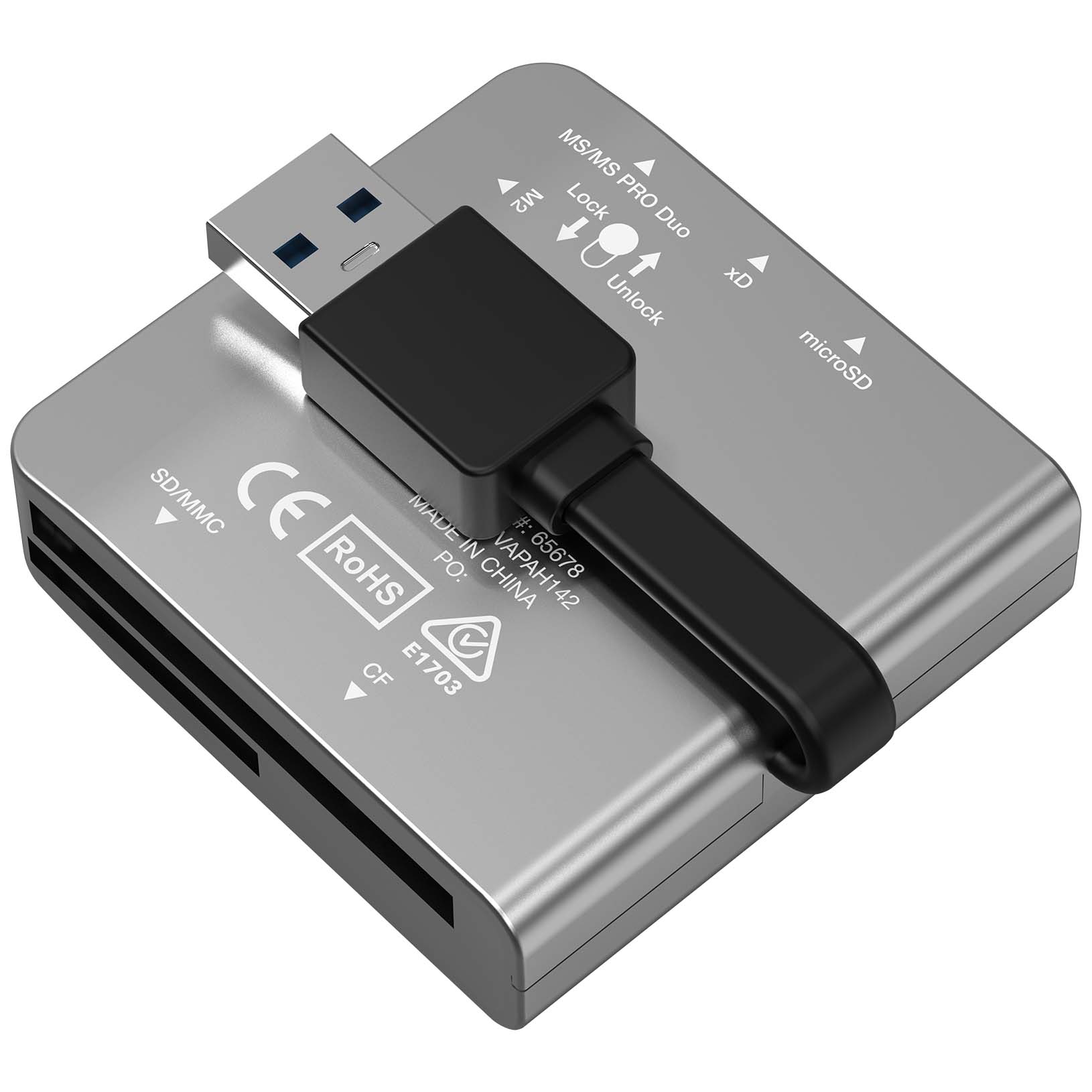 Verbatim USB 3.2 Gen 1 Card Reader 65678, Multi Card Reader 6 in 1 Ports for Laptop, PC, MacBook.